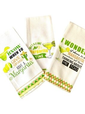 Remagr Kitchen - Set of 3 Cocktail Towels New 24 x 20 Inches Fun Cocktail Theme